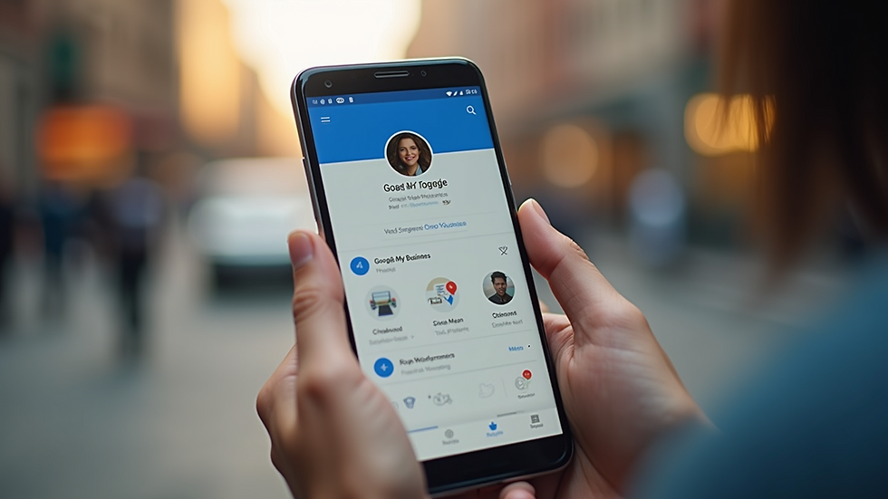 Close-up view of a smartphone displaying a Google My Business profile