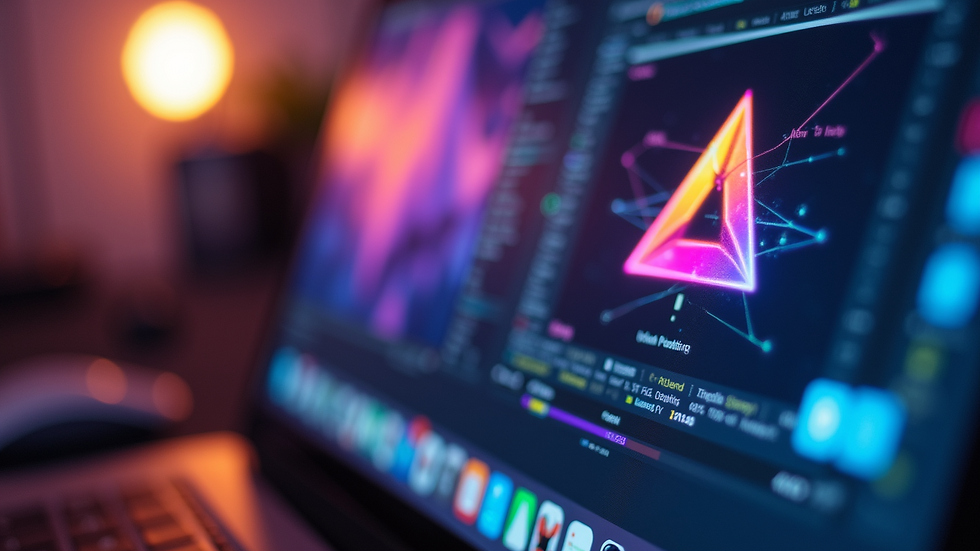 Close-up view of a computer screen displaying 3D animation software in use