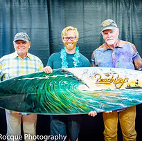 The Beach Boys and I, with a Surfboard I painted