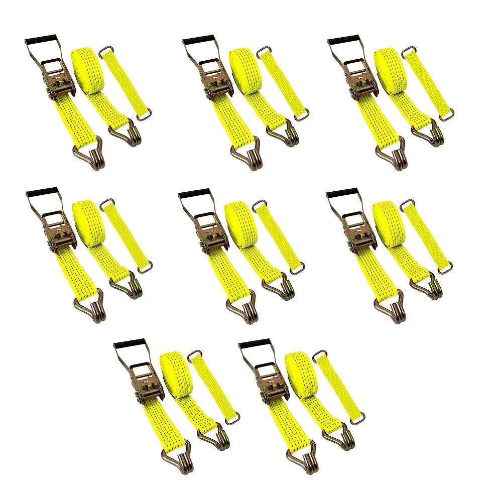 Vehicle Recovery Set with Steel Eye Diverter - Set of 8 - Hi-Vis Yellow