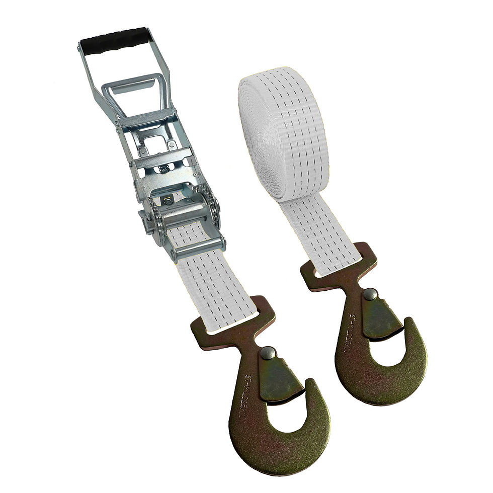 Thumbnail: White 5,000kg Ergonomic Ratchet Strap with Flat Snap Hooks