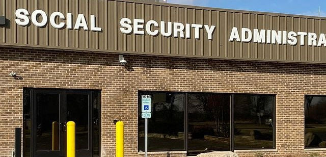 Reflective window film installed on commercial Social Security building in Sterling, Illinois