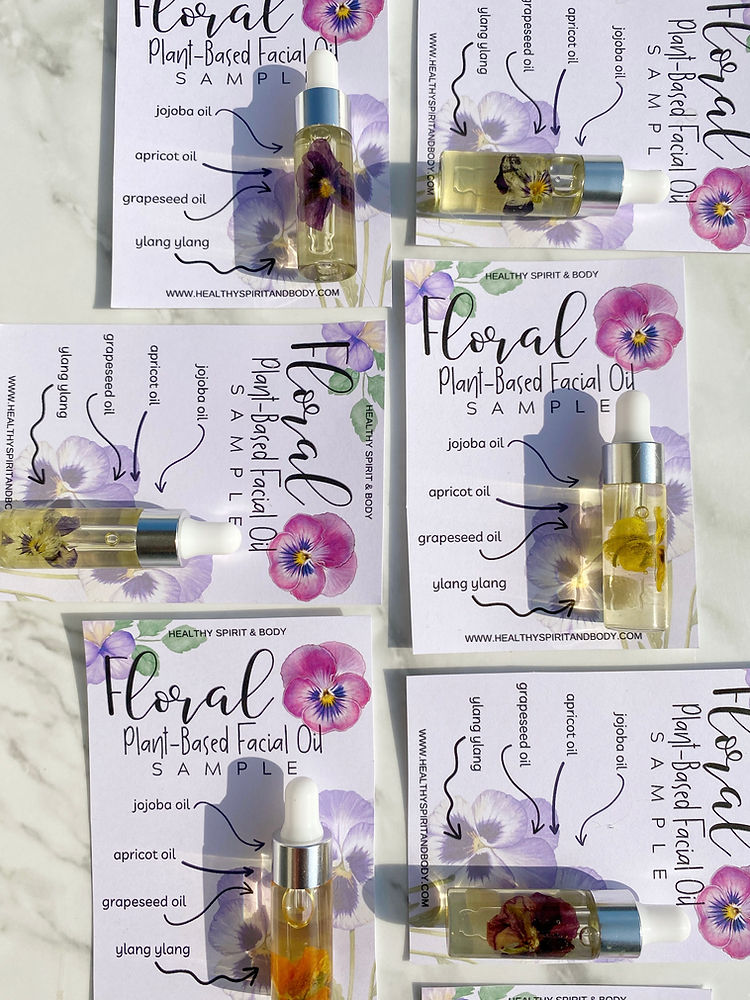 Floral Facial Oil Sample Card Template
