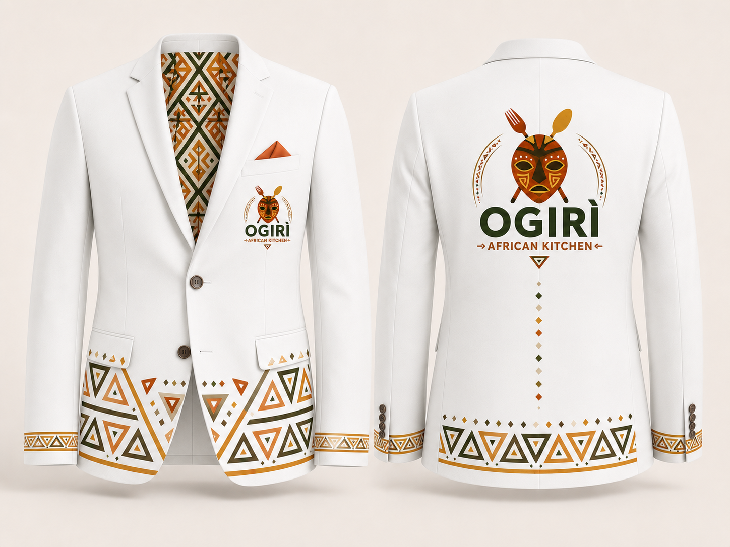 OGIRÌ African Kitchen Heritage white Blazer