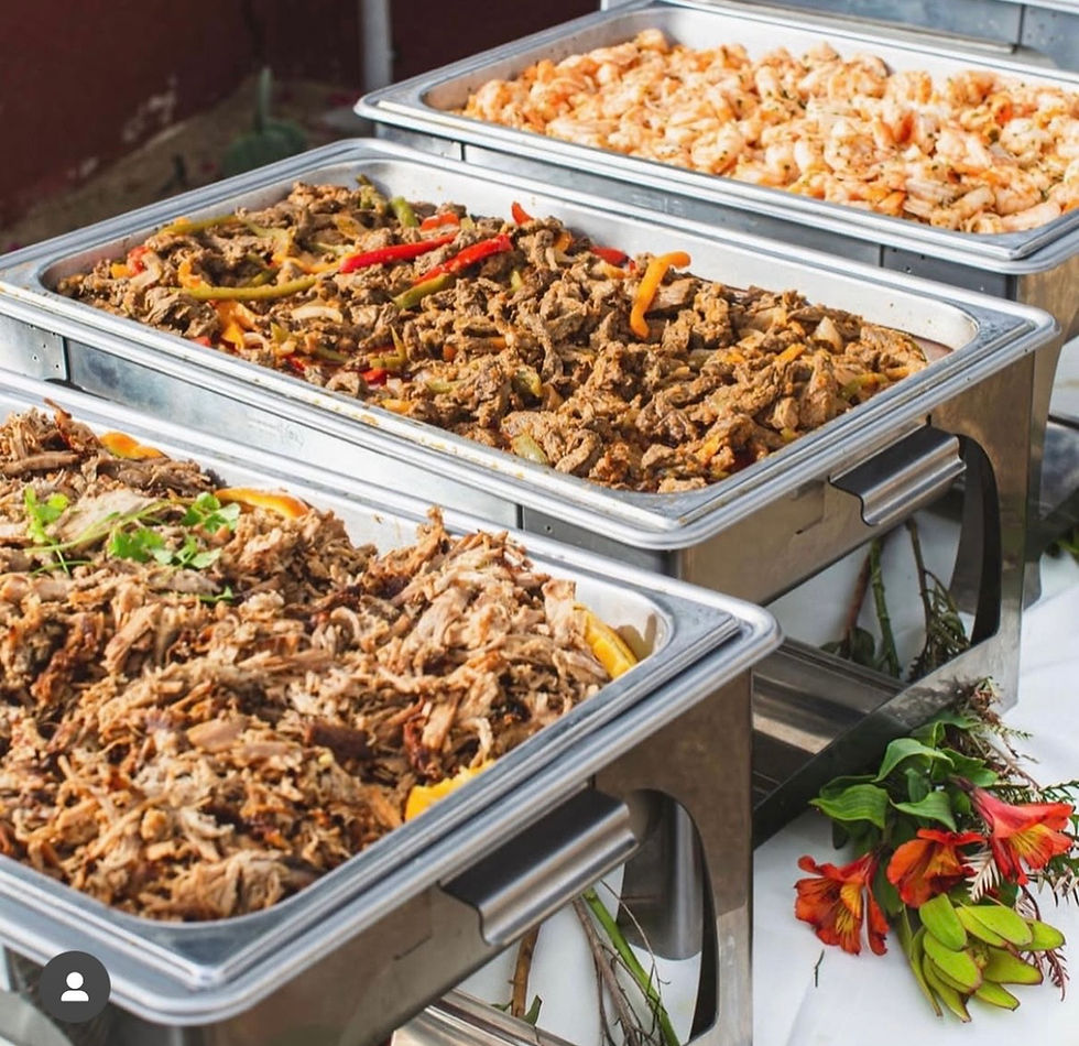 Buffet style serving of Mexican food being catered