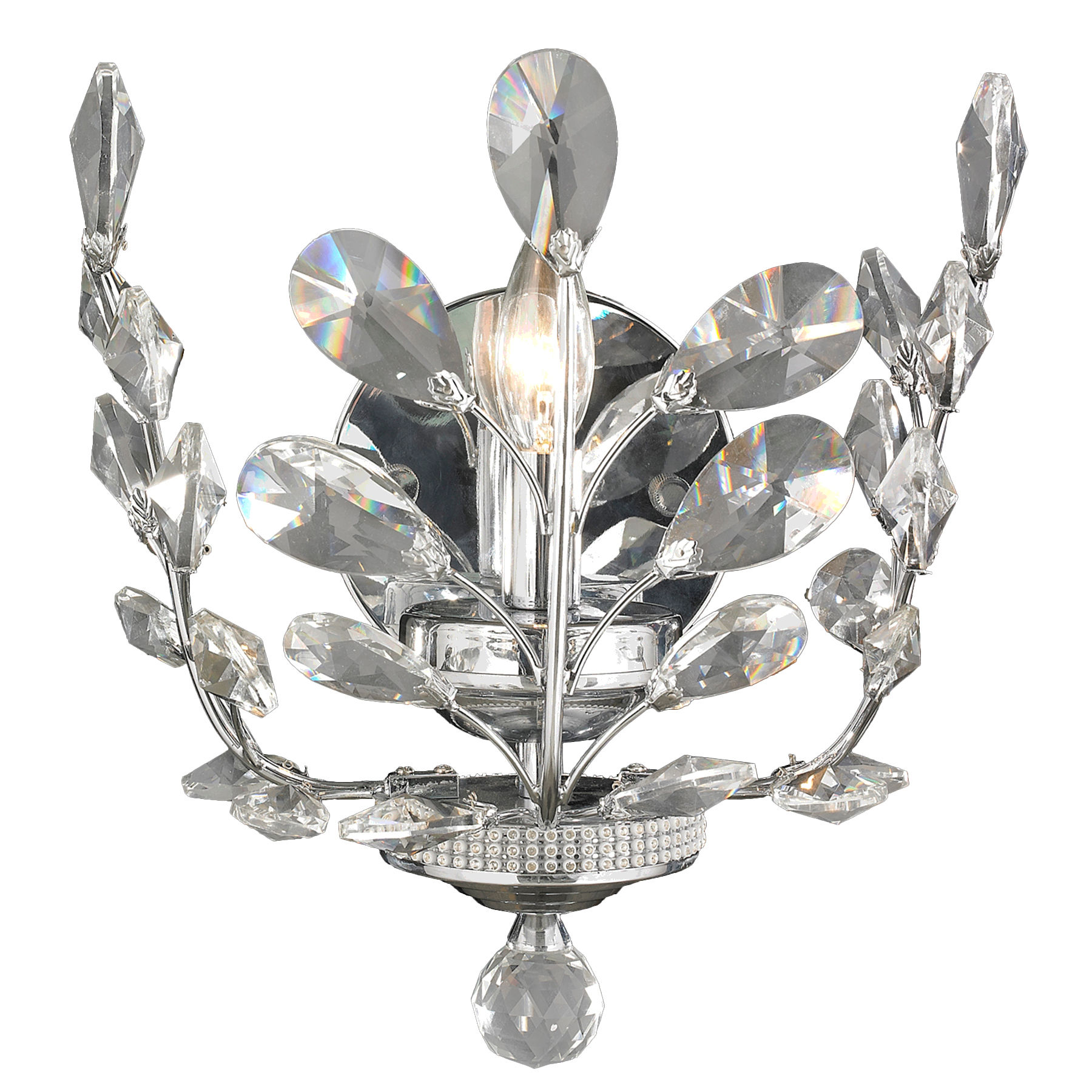 Aspen 1 Light Chrome Finish Crystal Wall Sconce Light