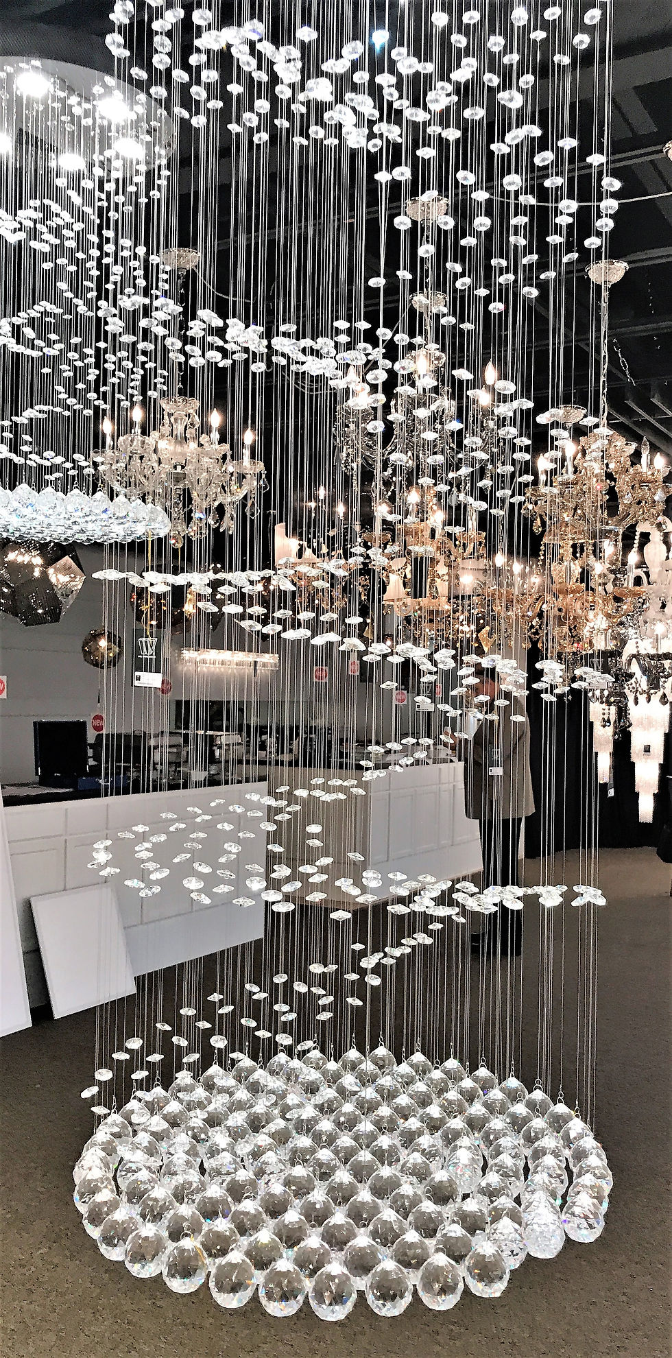 Thumbnail: Helix 7 light chrome finish clear crystal flush mount Pendant Fixture