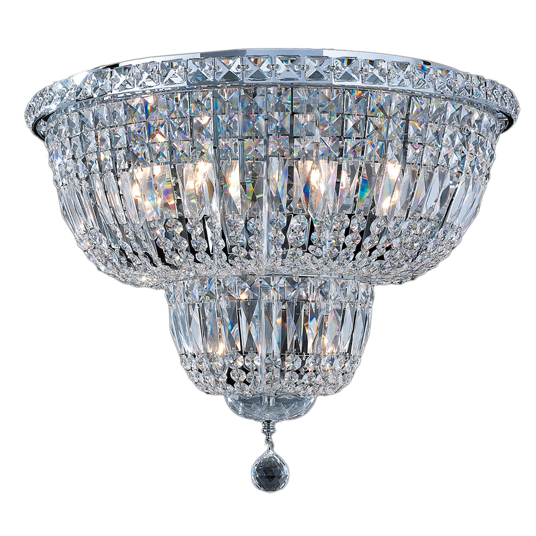 EMPIRE 10 LIGHT CHROME FINISH AND CLEAR CRYSTAL FLUSH MOUNT CEILING LIGHT