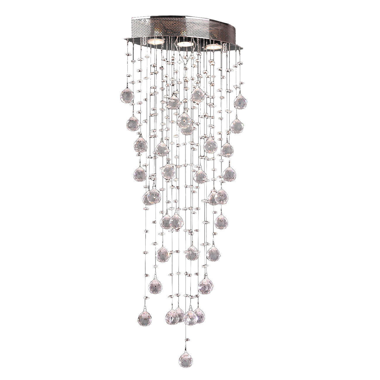 Icicle 3 light chrome finish clear crystal flush mount pendant ceiling light