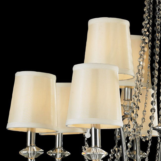 Thumbnail: INNSBRUCK 12 LIGHT CHROME FINISH CRYSTAL CHANDELIER WITH SILK IVORY SHADE TWO 2