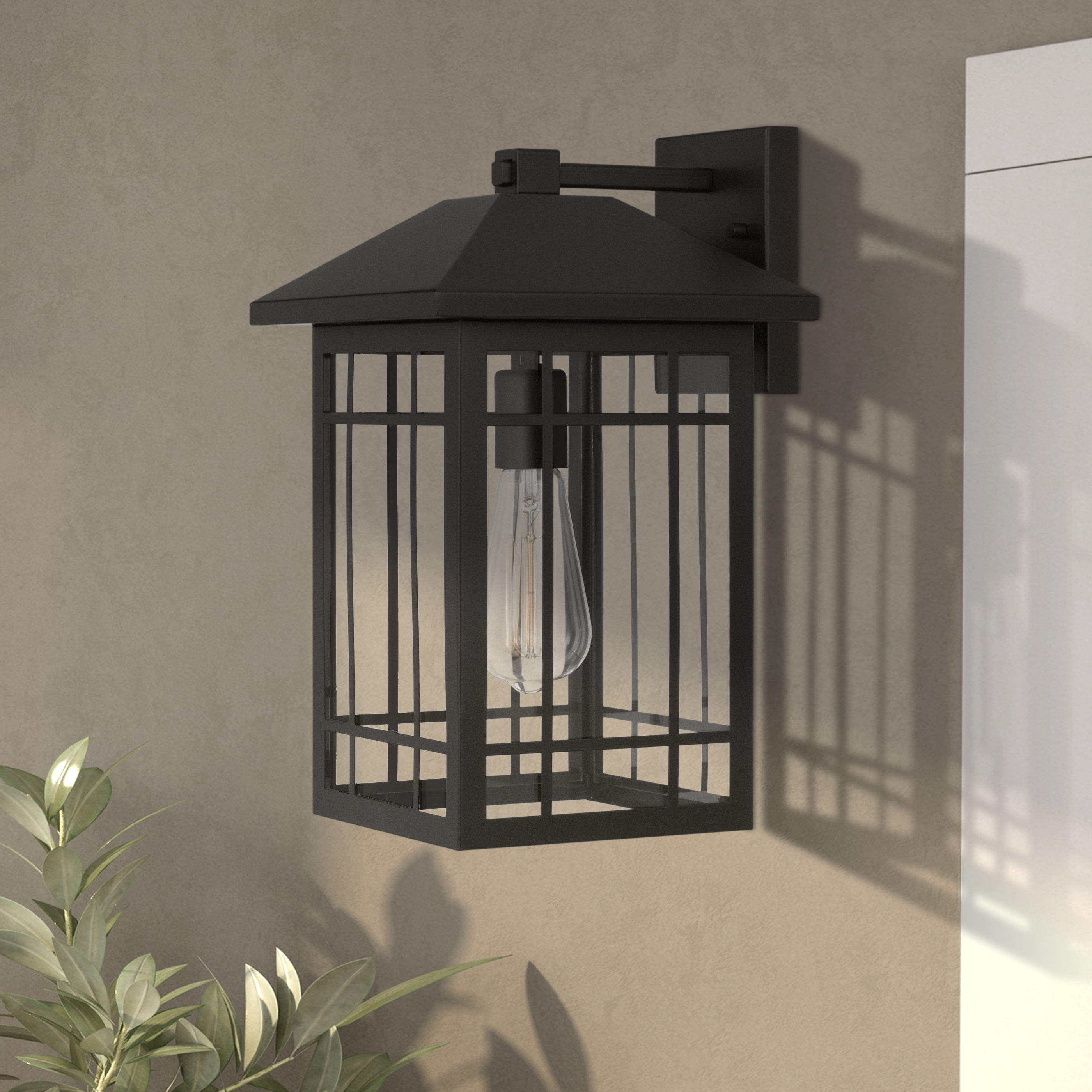TIMBERLAKE 15 IN 1-LIGHT MATTE BLACK PAINTED OUTDOOR WALL SCONCE LAMP