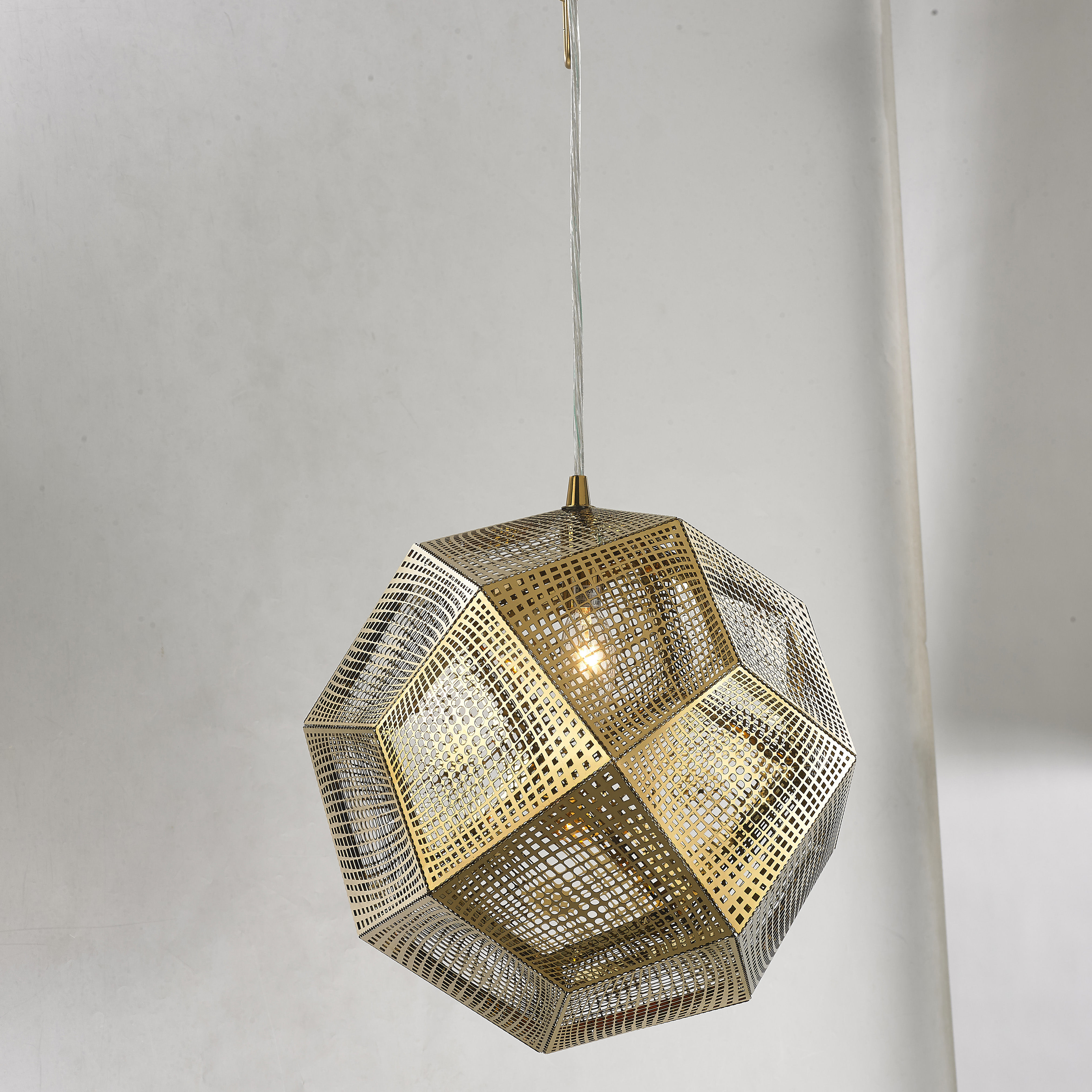 GEOMETRICS ROUND 1 LIGHT SILVER CHROME PENDANT CEILING HANG LIGHTING BOHO