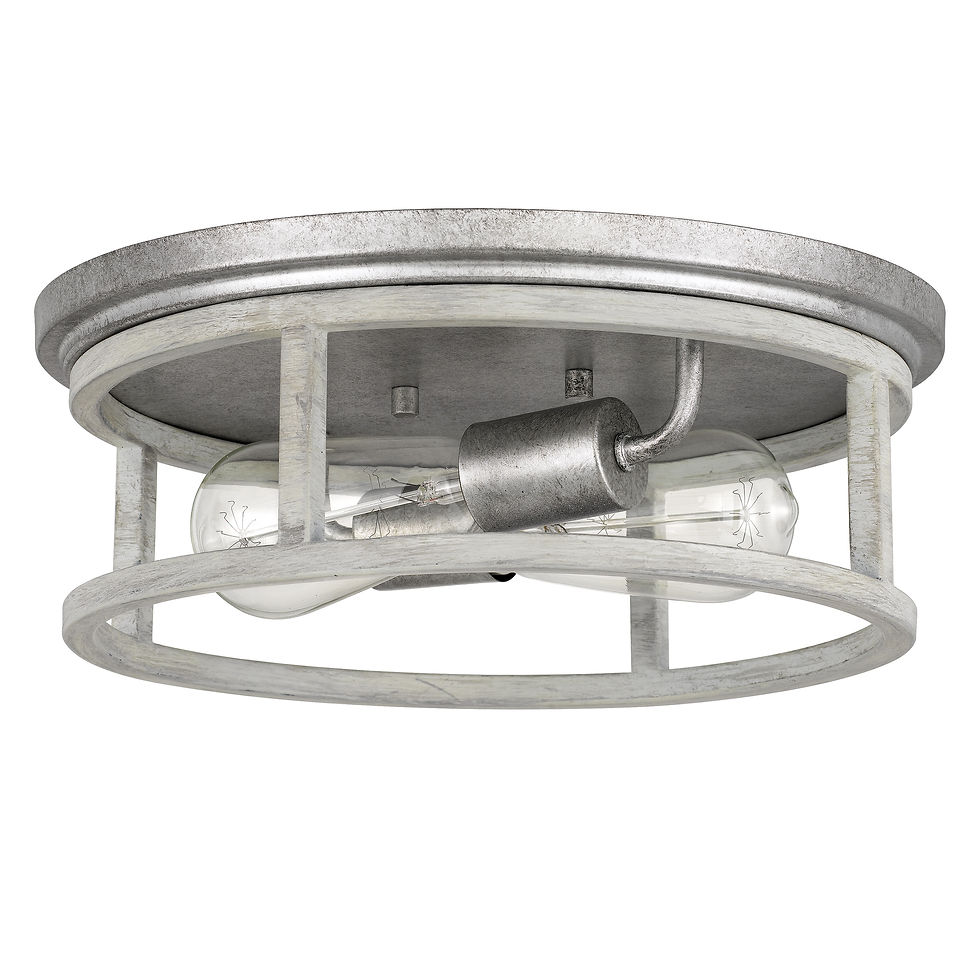 Miniatura: Newport 2-Light Galvanized & Ocala Oak Flush Mount Ceiling Light