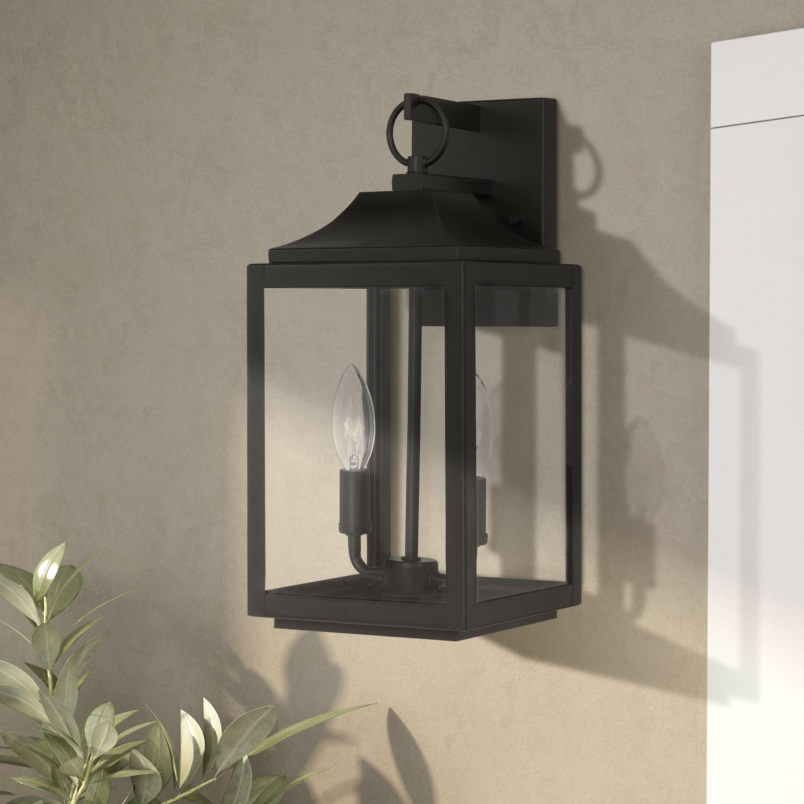 MALIBU 18 IN 2-LIGHT MATTE BLACK FINISH - OUTDOOR WALL SCONCE LAMP Weatherproof