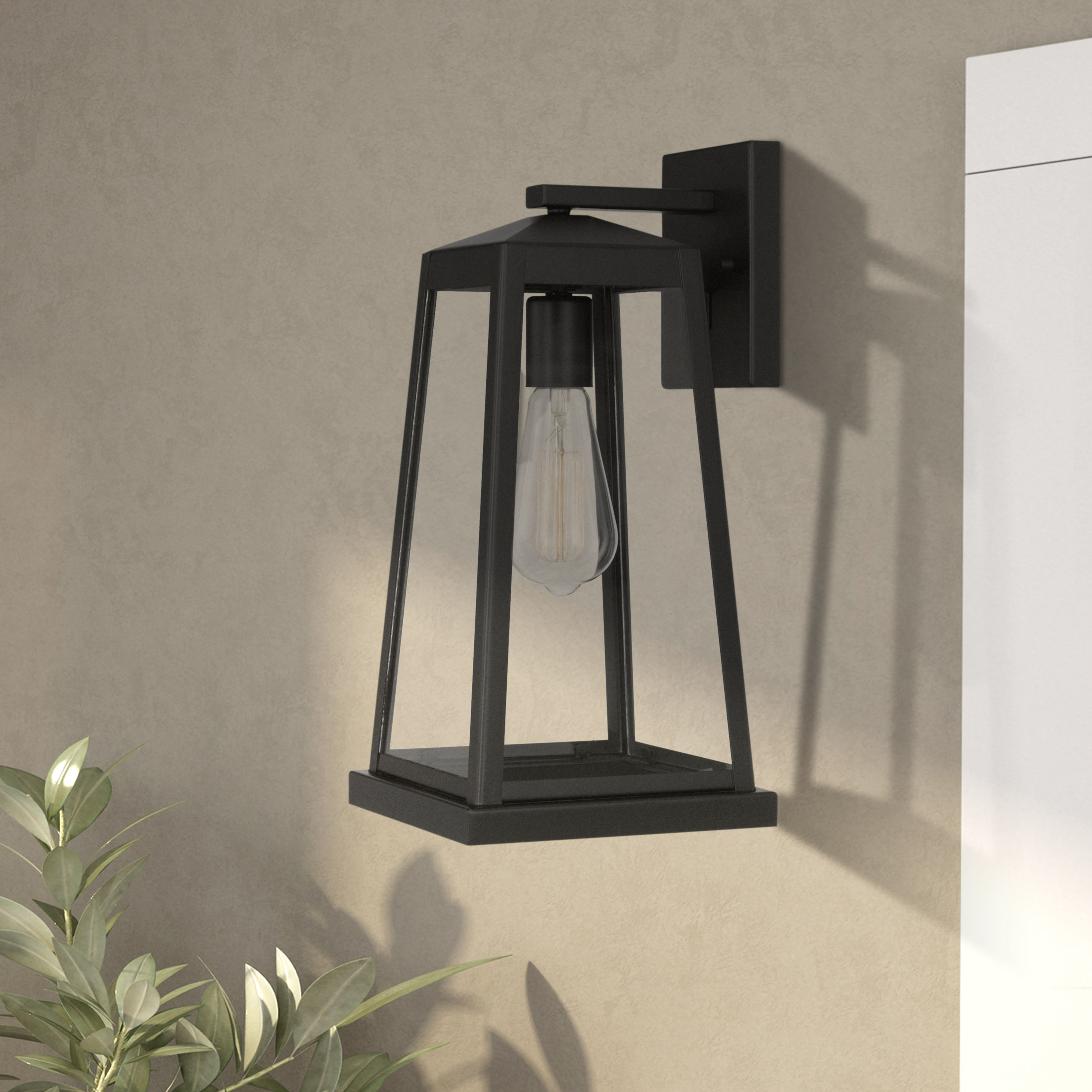 EDISTO 15 IN 1-LIGHT MATTE BLACK PAINTED OUTDOOR WALL SCONCE LAMP