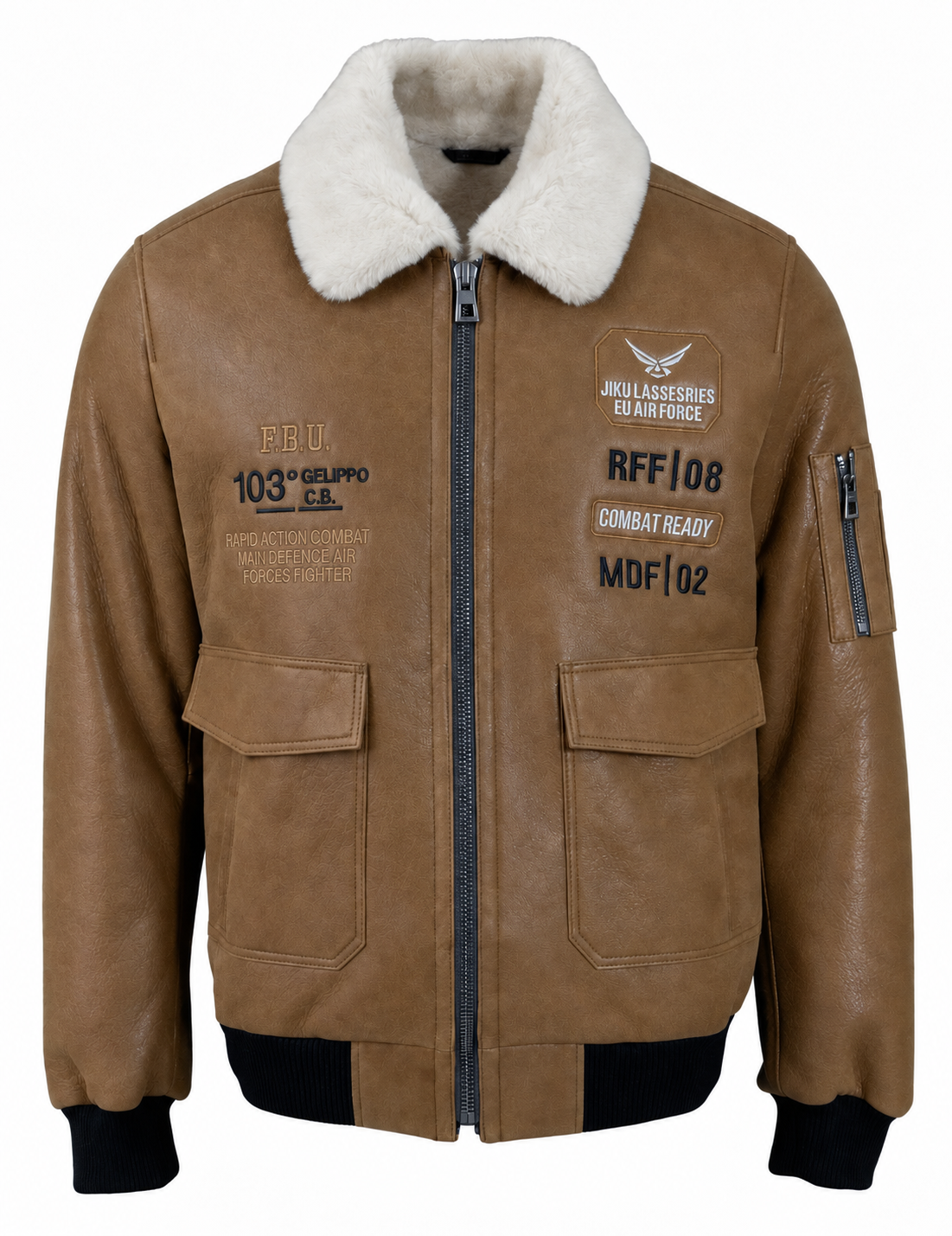 Falcon Whiskey Shearling Jacket Front View