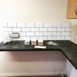 White Ceramic Tile Progress Photo