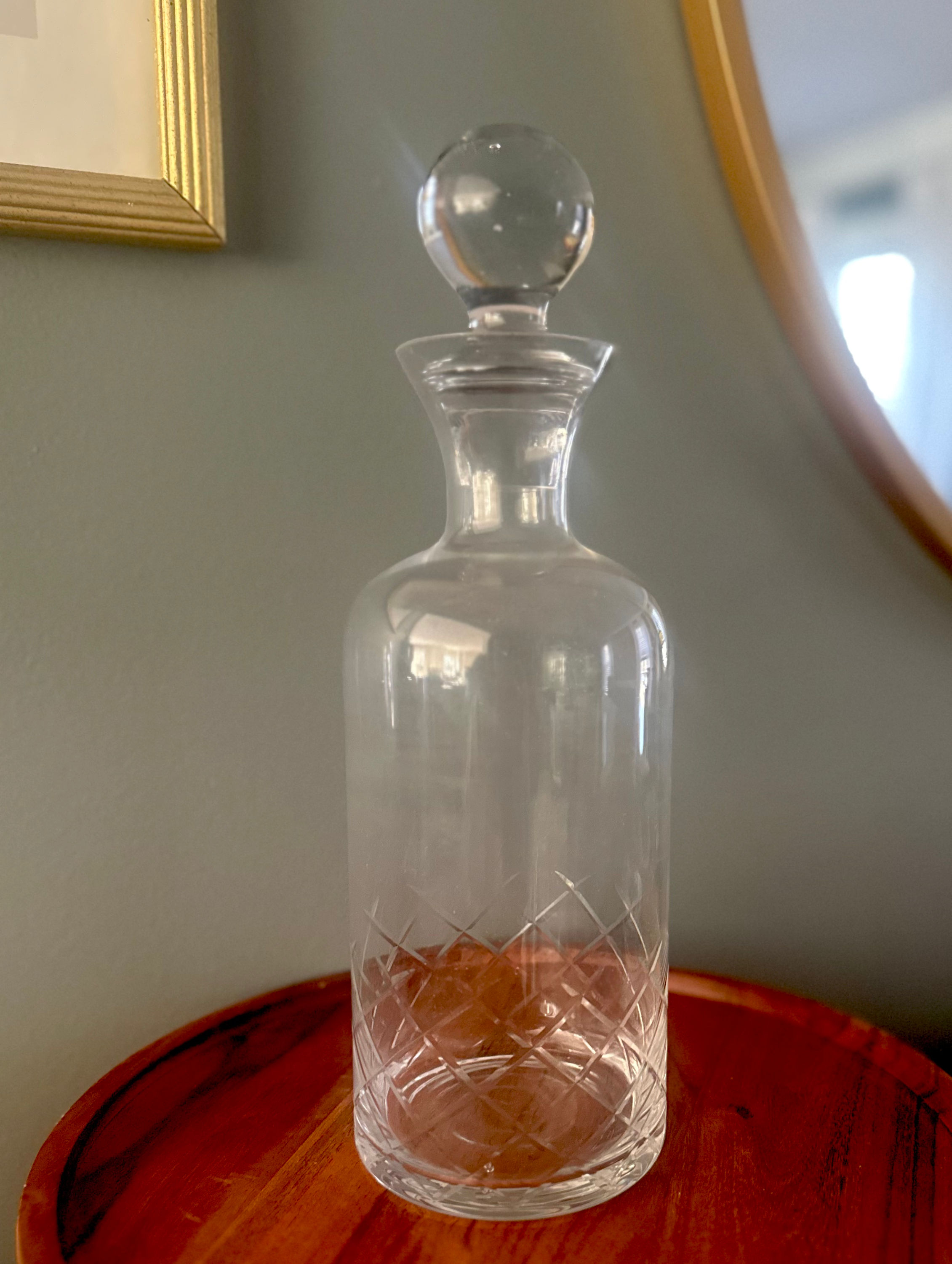 Mid-Century Modern Style Glass Decanter with Sphere Stopper