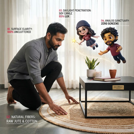 Discover cozy minimalism with Kiran Shenoy. Learn how clean lines and warm textures bring peace of mind, reduce phone stress, and create a calm home. minimalism, cozy minimalism, home organization India, peaceful living, tidying up your room, simple daily routine