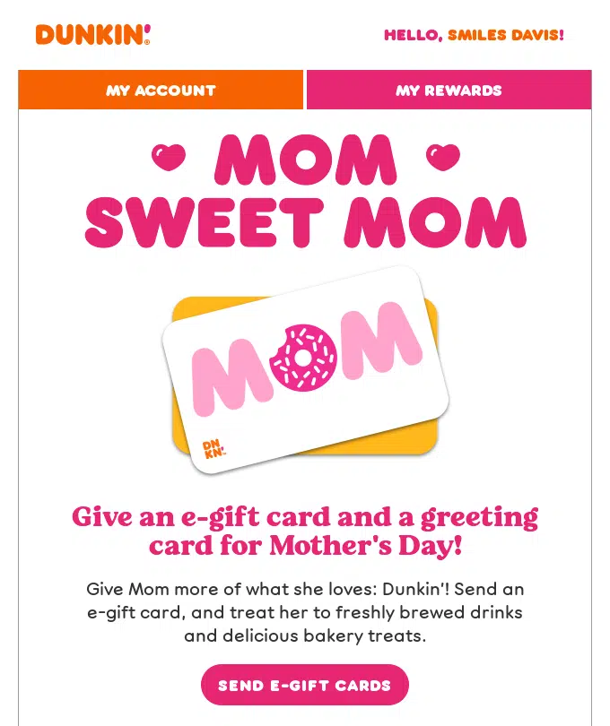 gift card email marketing restaurant idea