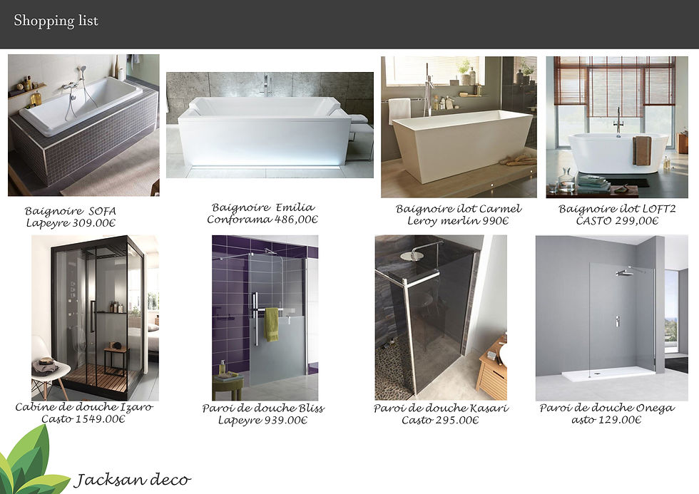 shopping list salle de bain