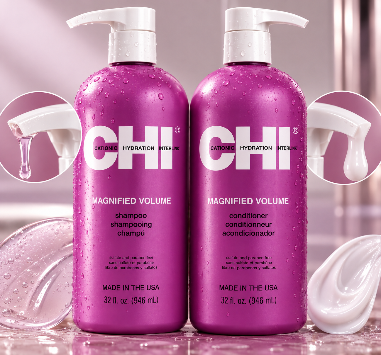 Chi Magnified Volume Shampoo & Conditioner 32oz Duo w/Pumps