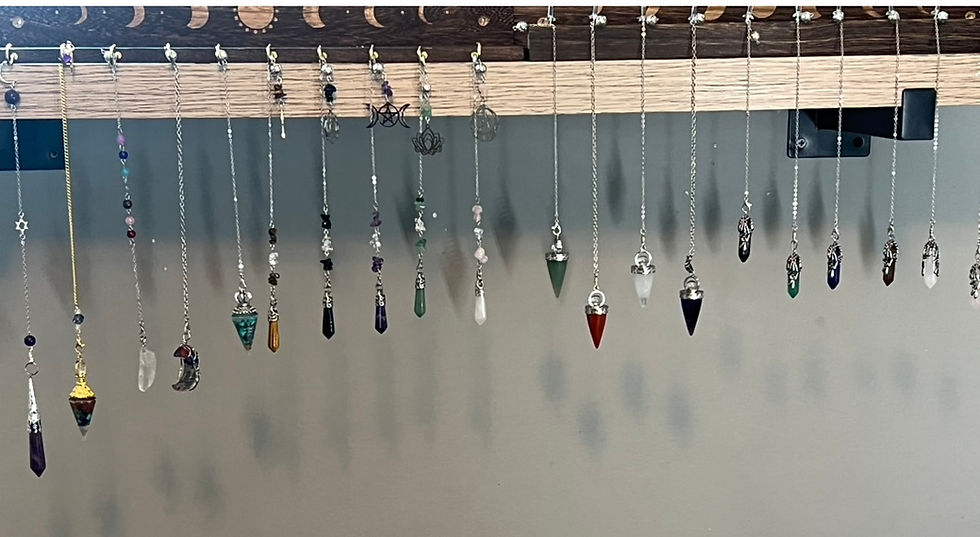 Thumbnail: Blessed Quartz Pendulum with Beaded Chain, Dowsing Pendulum, Baby Witch