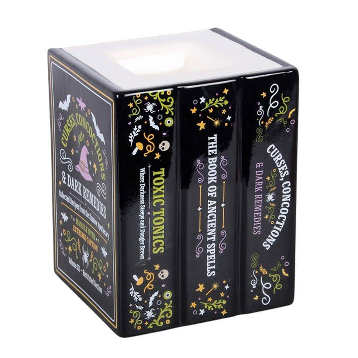 Witch's apothecary book shaped ceramic oil burner & wax warmer