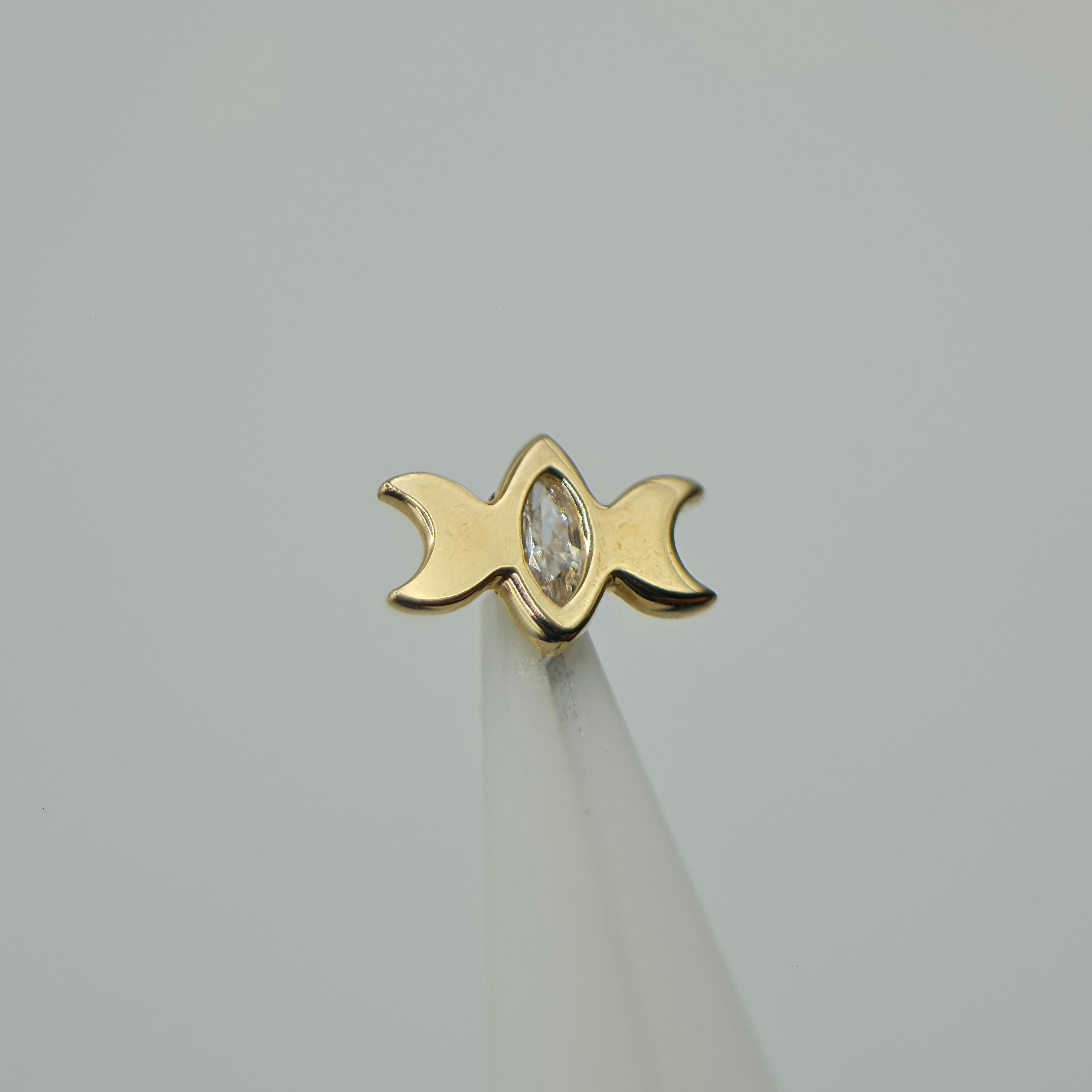 Tish lyon double cresent moon 14kt gold threadless attachment