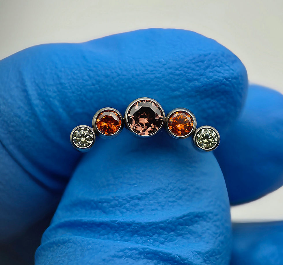 Curved amethyst, orange and champagne multi gem cresent attachment