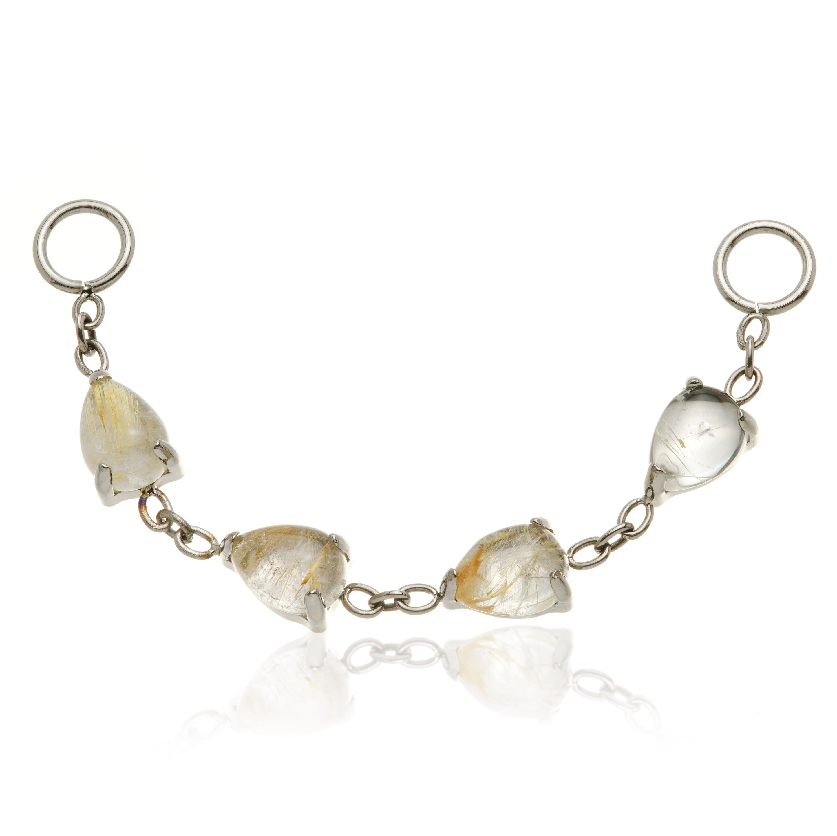 Titanium rutilated quartz multi teardrop shape chain 