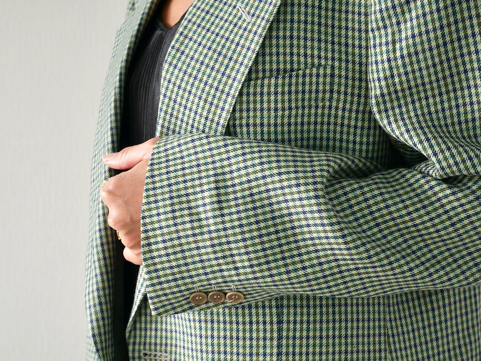 Miniature : Veste à carreaux pure laine vert amande