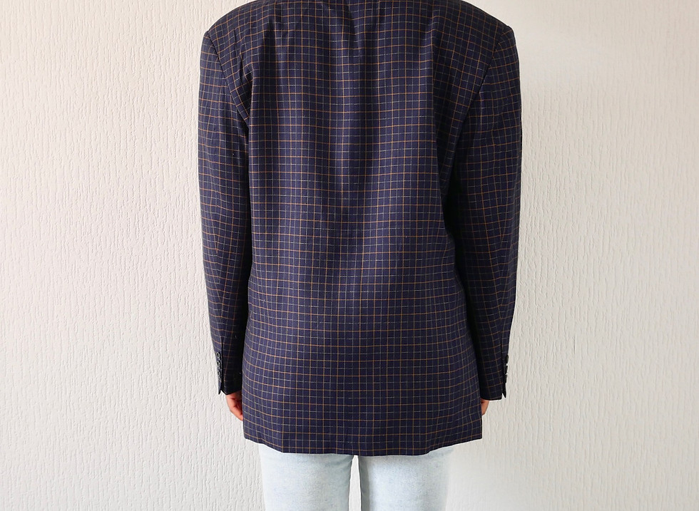 Miniature : Blazer bleu marine à carreaux