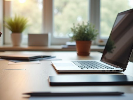 a laptop on a tidy desk