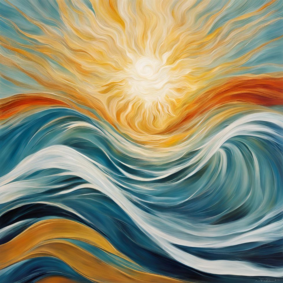 AI generated abstract art of ocean waves and sunset