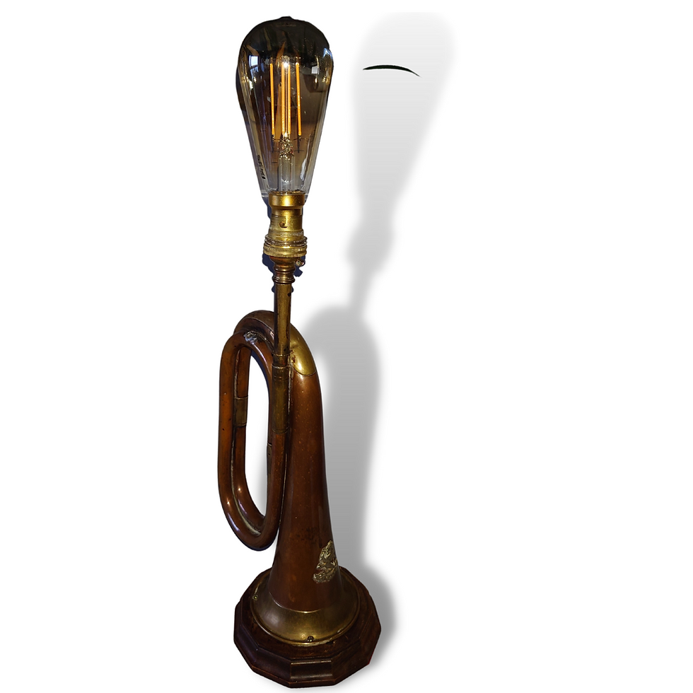 upcycled bugle trumpet lamp