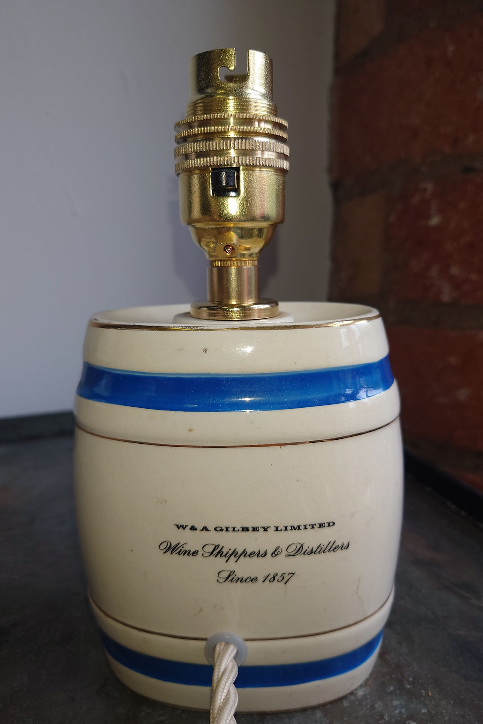 Thumbnail: Stoneware gin bottle vintage lamp derby lighting shop