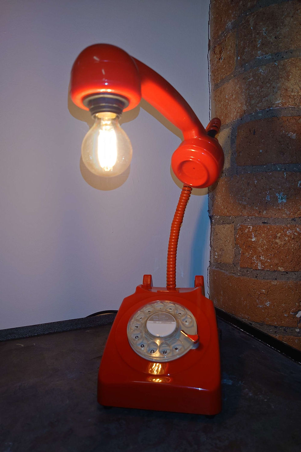 Thumbnail: Red vintage telephone upcycled lamp