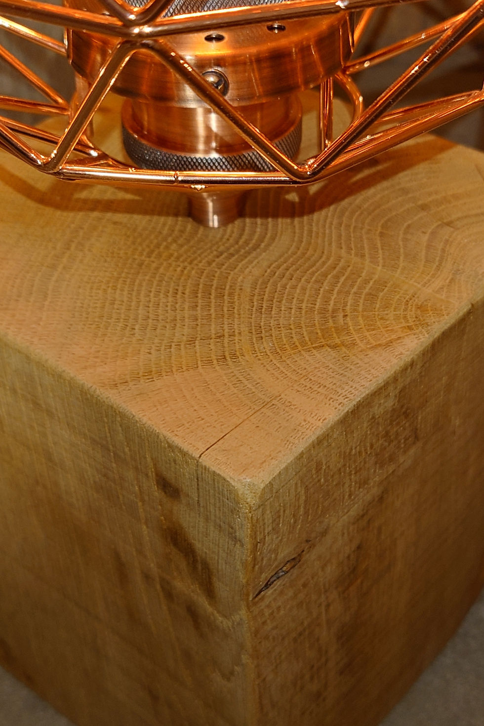 large Oak base wooden block lamp