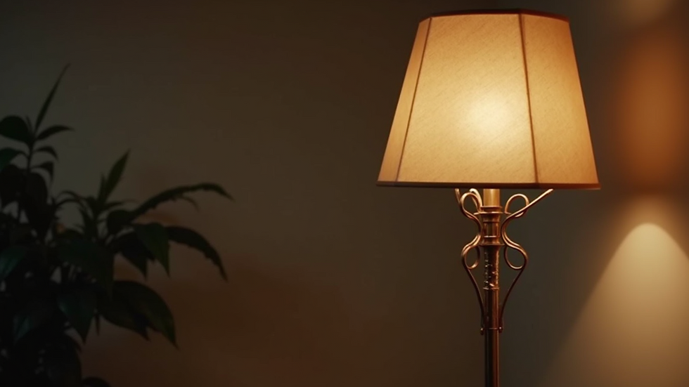 Close-up view of a bespoke floor lamp with intricate metalwork