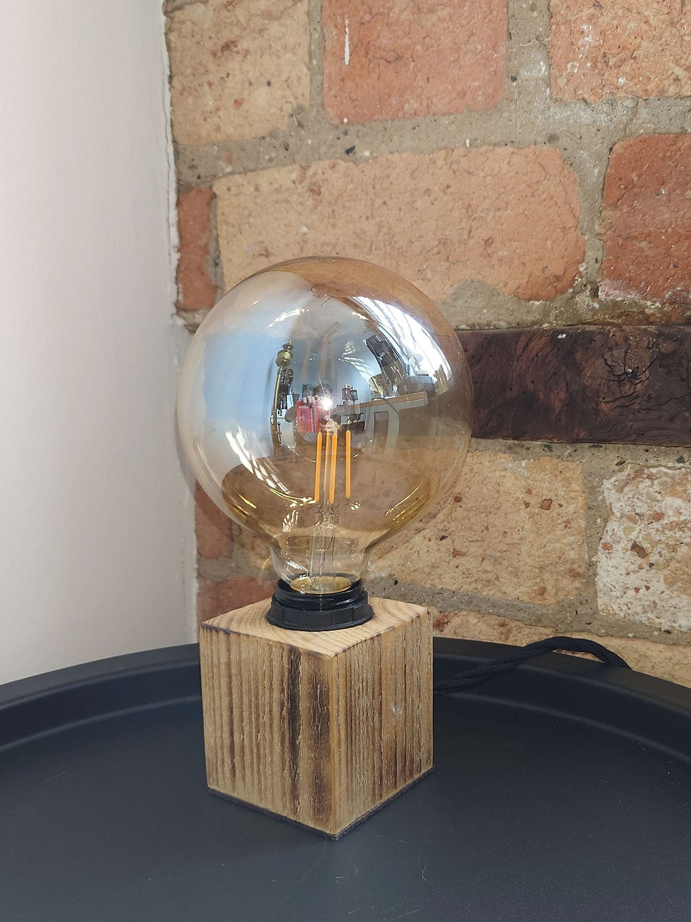 Thumbnail: Reclaimed Wooden block table lamp Derby lighting shop