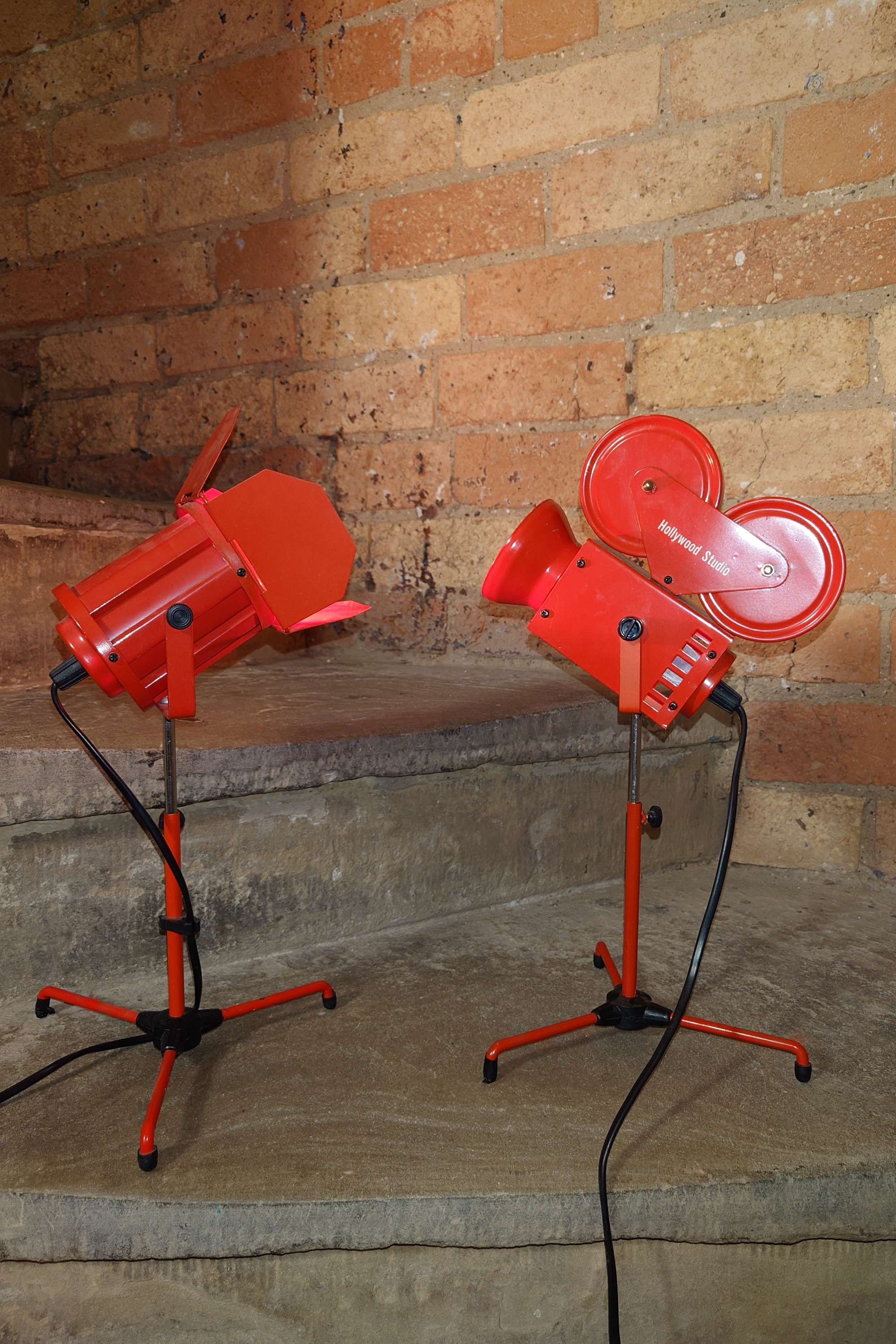 Vintage miniature studio lamp and film camera style lamp