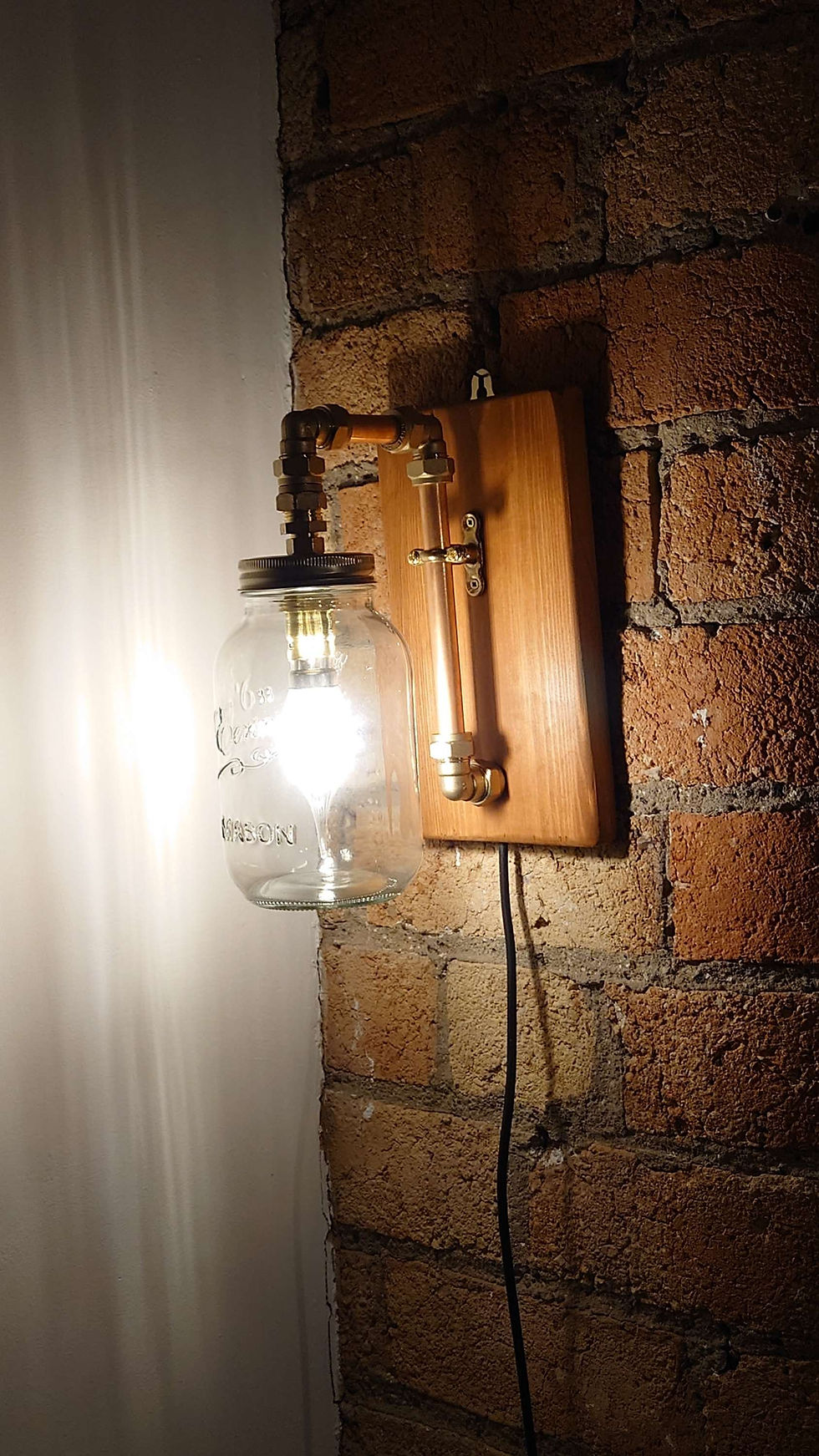 Thumbnail: steampunk style upcycled jar wall lamps hand made feature lighting