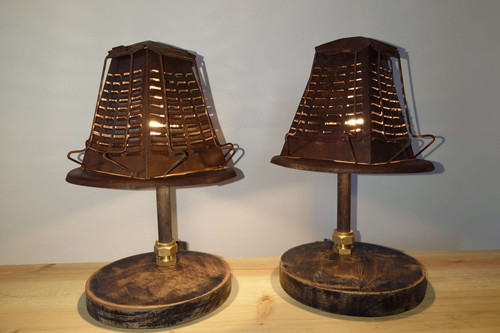 Pair Of Steampunk Industrial Style Table Lamps