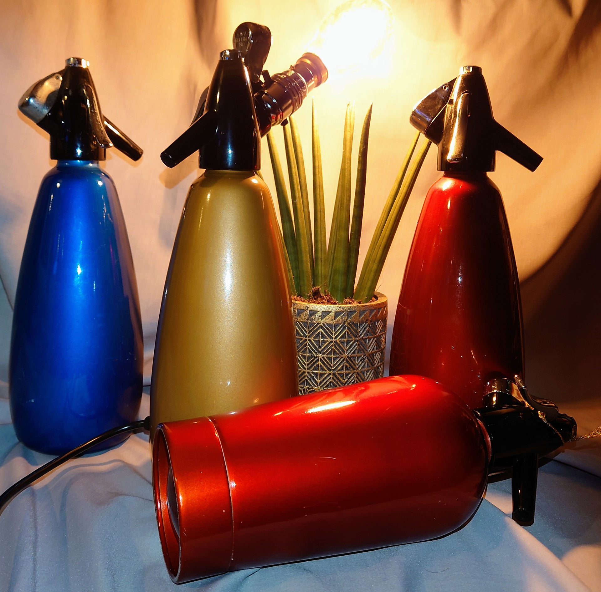 soda syphon upcycled lamp