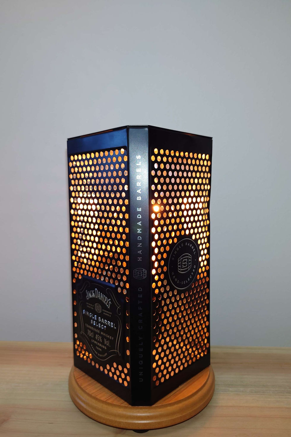 Thumbnail: upcycled Jack Daniels JD tin lamp