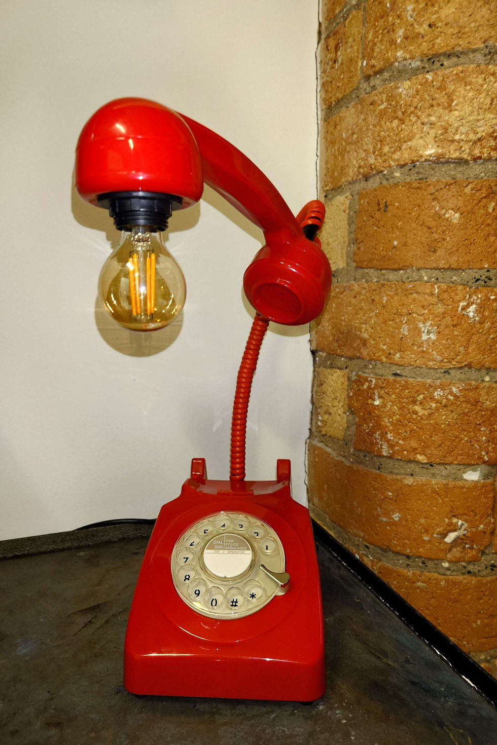 Thumbnail: Red vintage telephone upcycled lamp