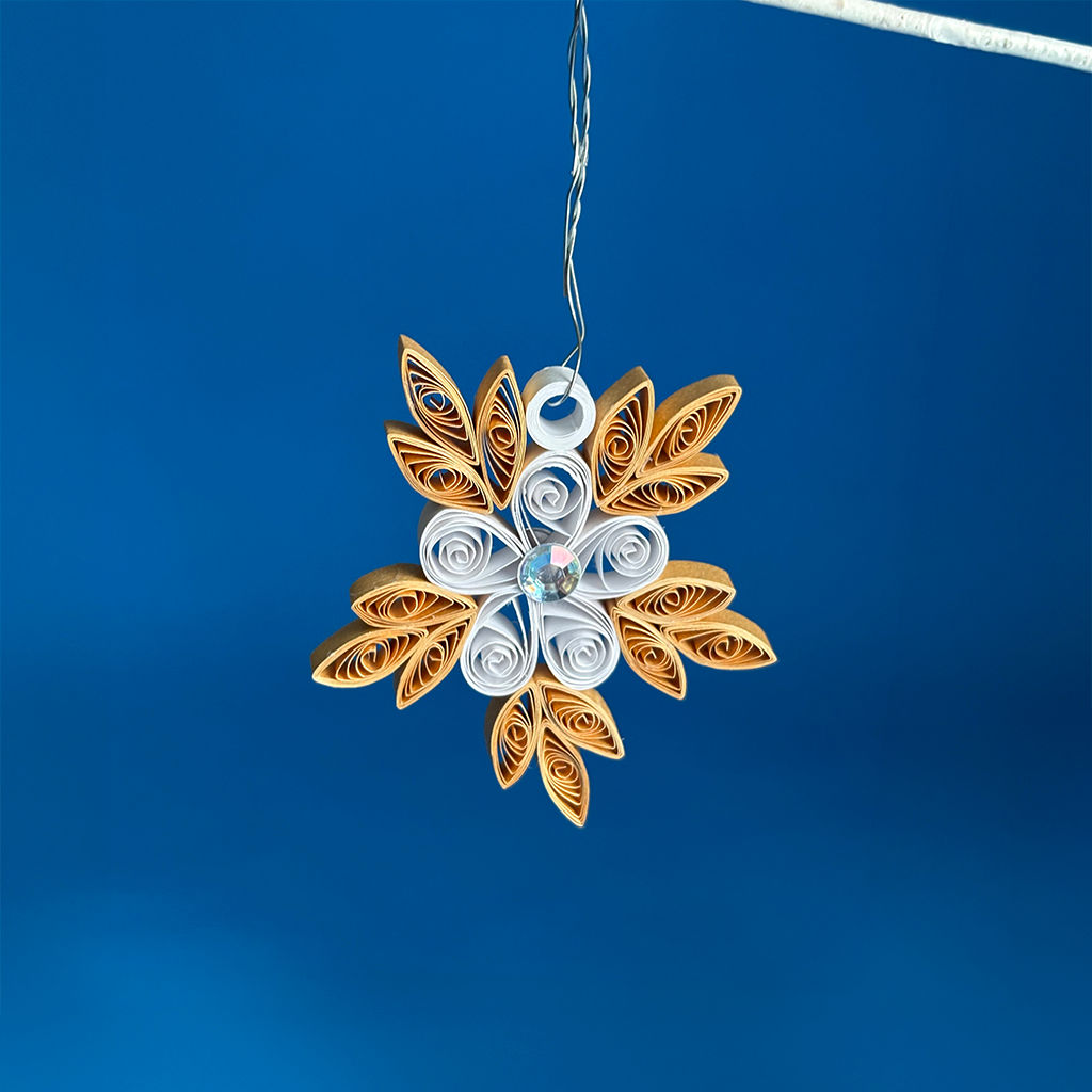 3” Gold and White Snowflake