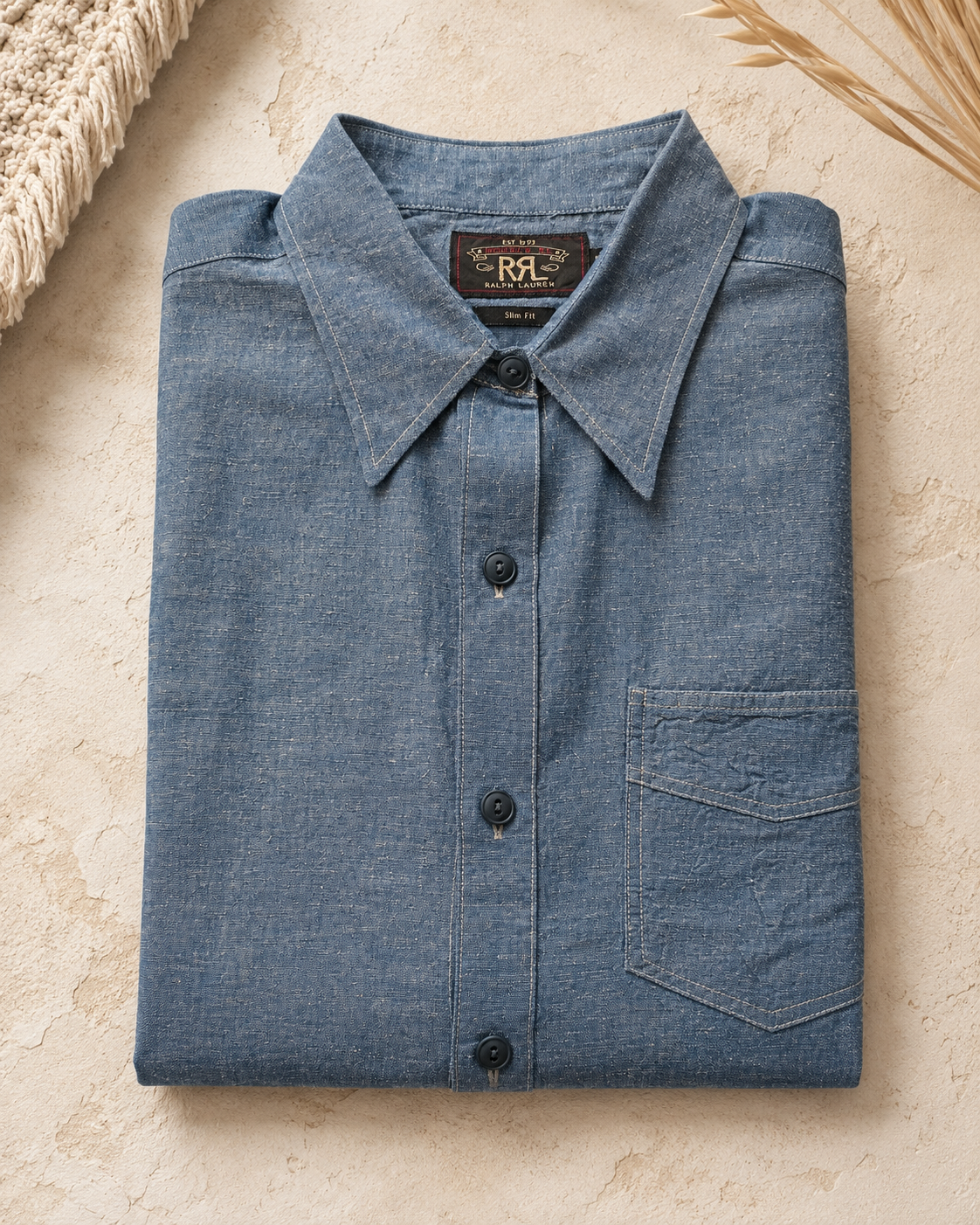 RRL Indigo Cotton-Hemp Chambray Shirt