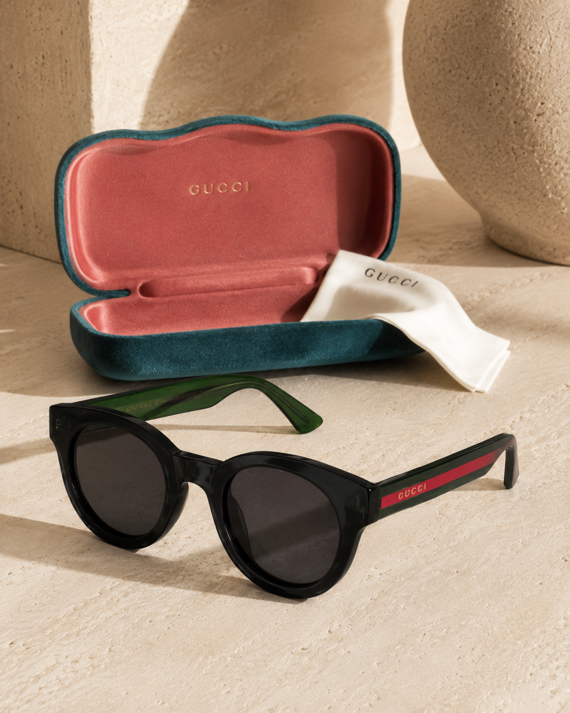 GUCCI Black Heritage GG0002S Boston Round Sunglasses